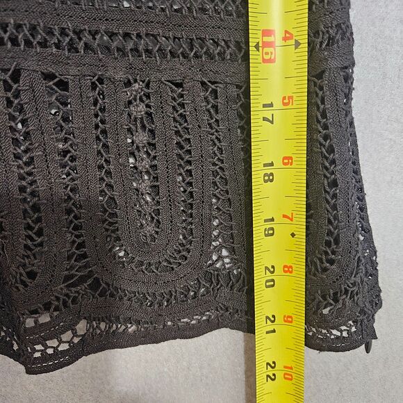 Black Eyelete Lace Gothy Romantic Over Bust Corset Blouse Sheer Fitted Top S/M - Picture 4 of 6